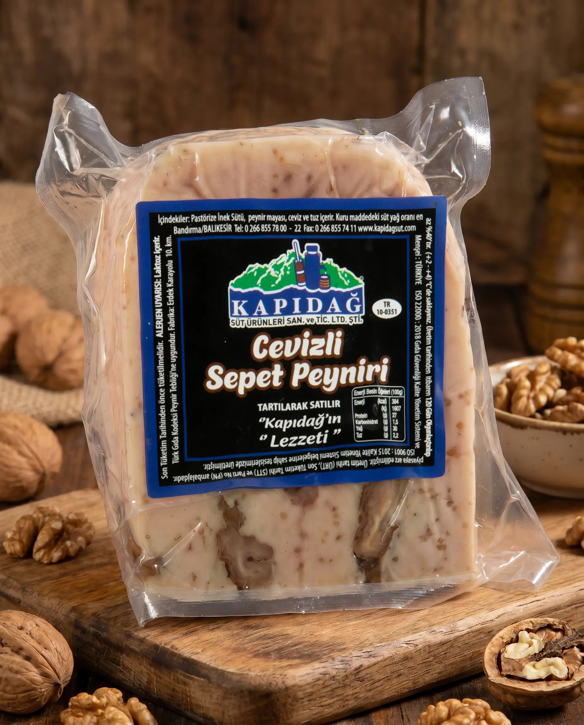 Kapıdağ Tam Yağlı Olgunlaştırılmış Cevizli Sepet Peyniri 350 gr